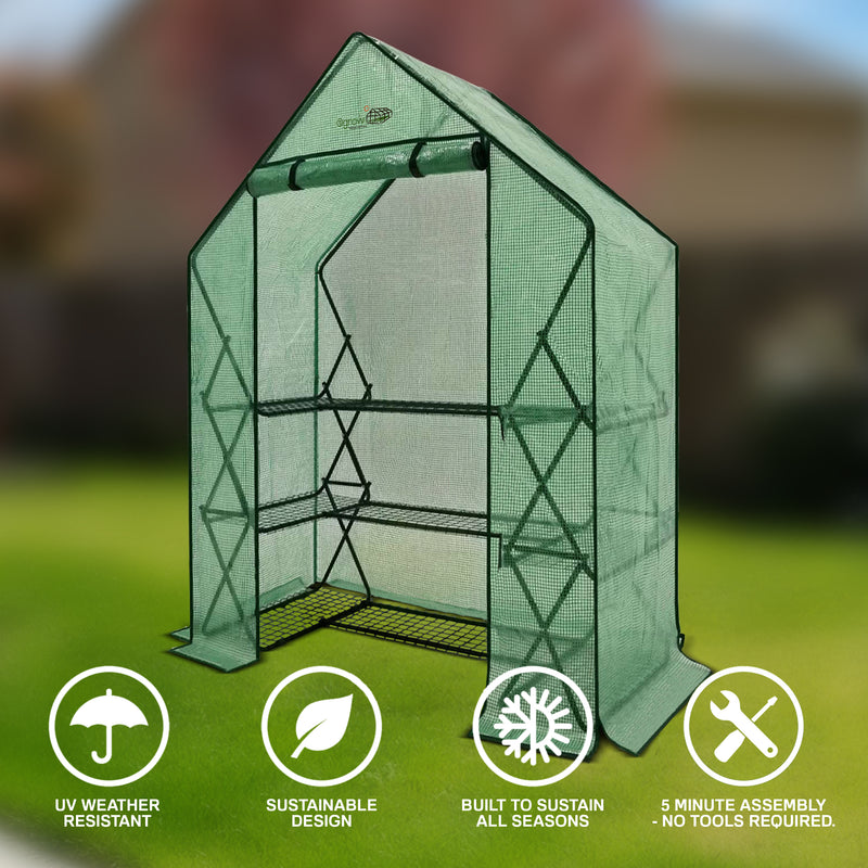 Portable Mini Pop Up Greenhouse with Roll Up Zipper