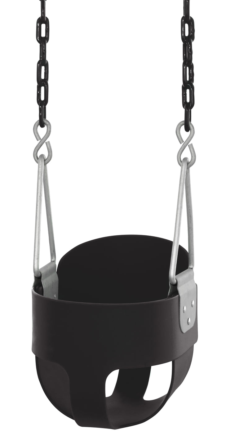 Outdoor Heights High Back Full Bucket Toddler & Baby Swing Set for Backyard Swing with Vinyl Coated Chain