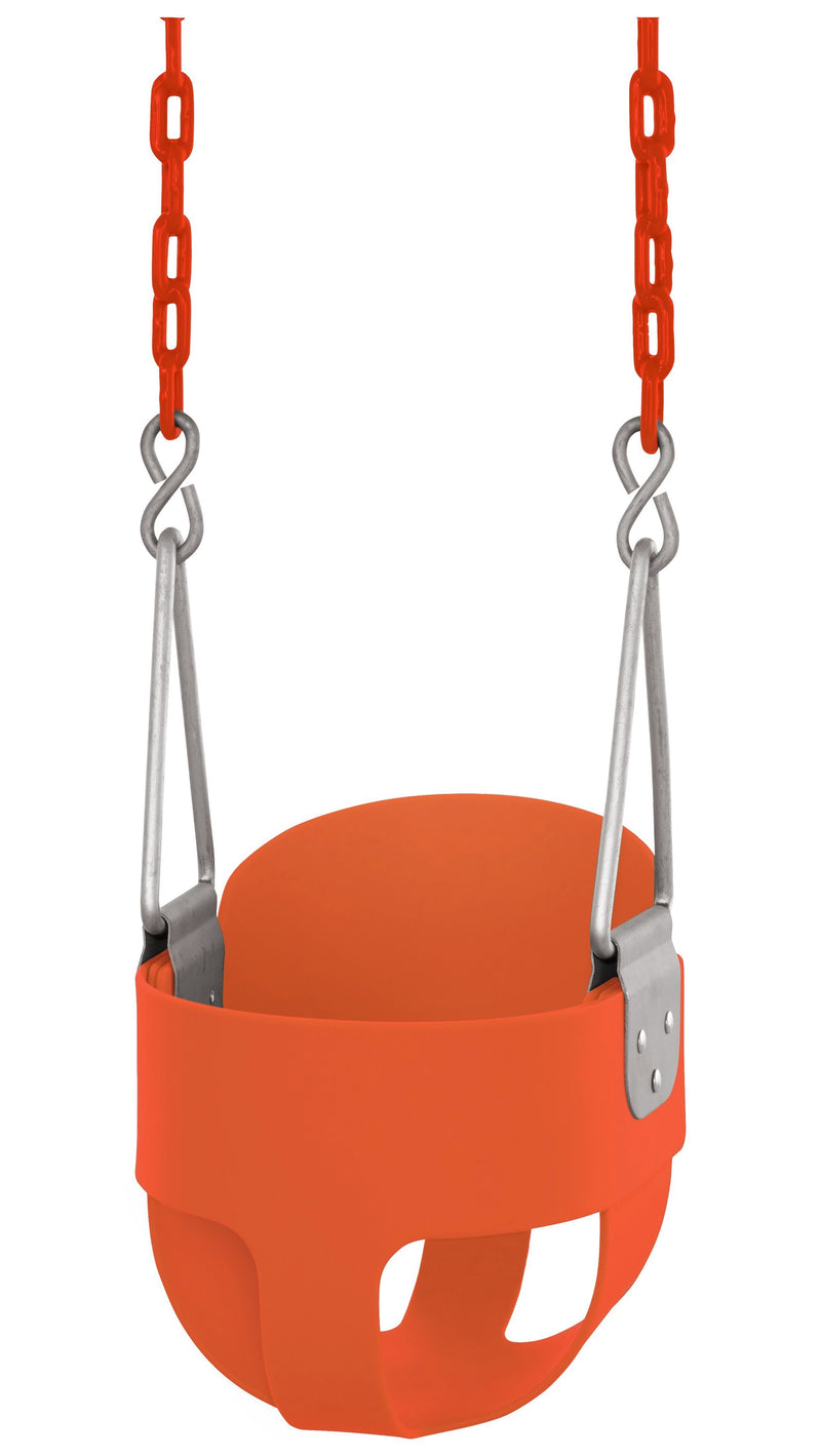 Outdoor Heights High Back Full Bucket Toddler & Baby Swing Set for Backyard Swing with Vinyl Coated Chain