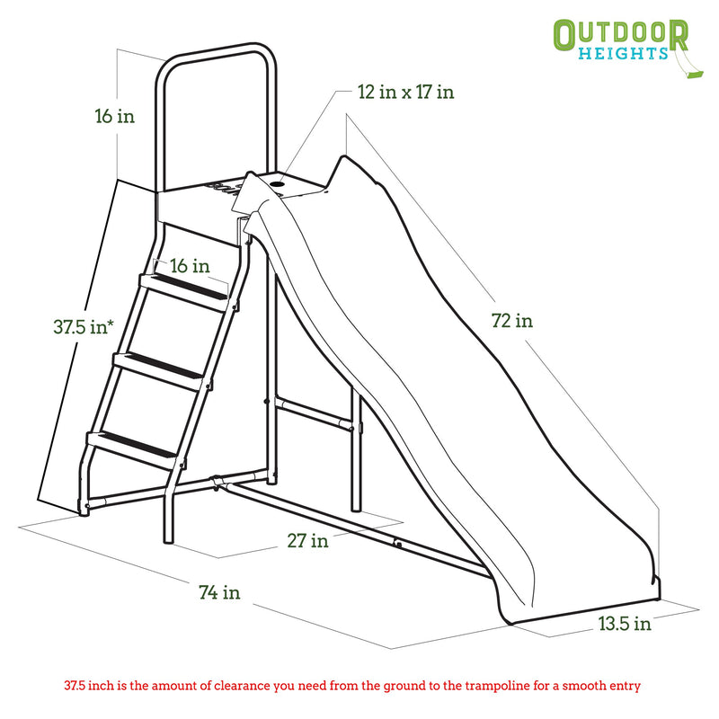 3 Step Trampoline Ladder Slide Combo w/ Wide Platform