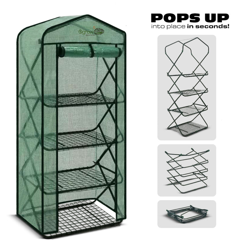 Portable Mini Pop Up Greenhouse with Roll Up Zipper